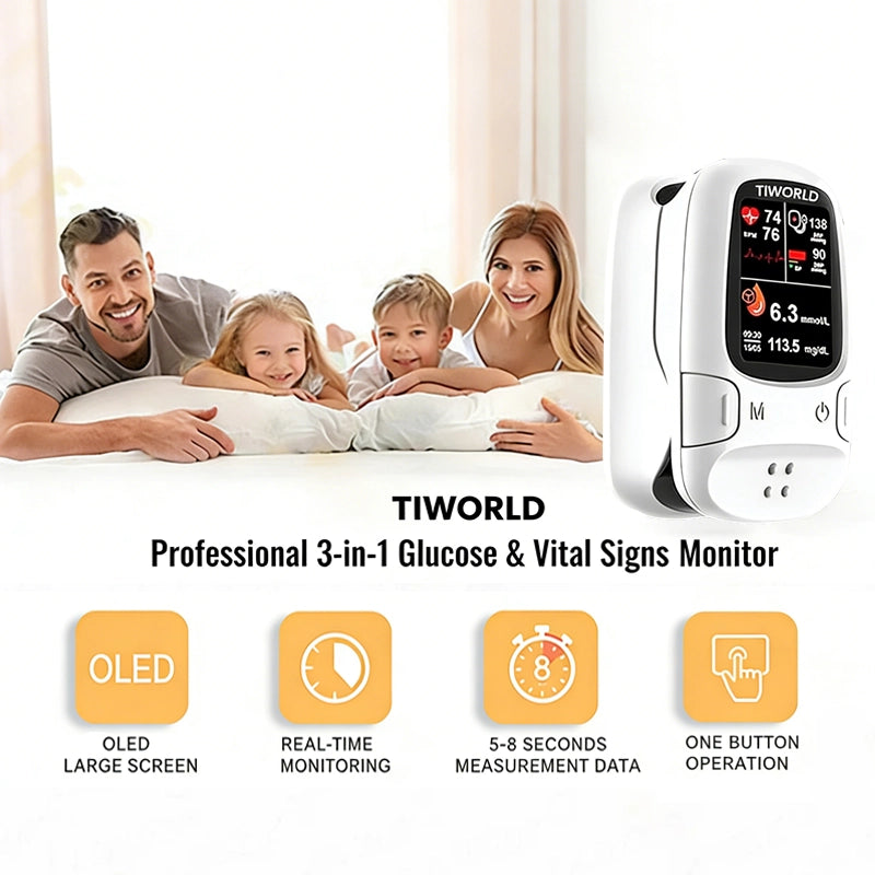 [TGA Approved] TIWORID™ Clinical Grade Non-Invasive Glucose Monitor, BP Meter & Physiotherapy Device | 99.9% Precision | 3-in-1 Health Hub + Gift